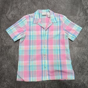 Vintage Napa  Valley Pastel Plaid Shirt Petites size small